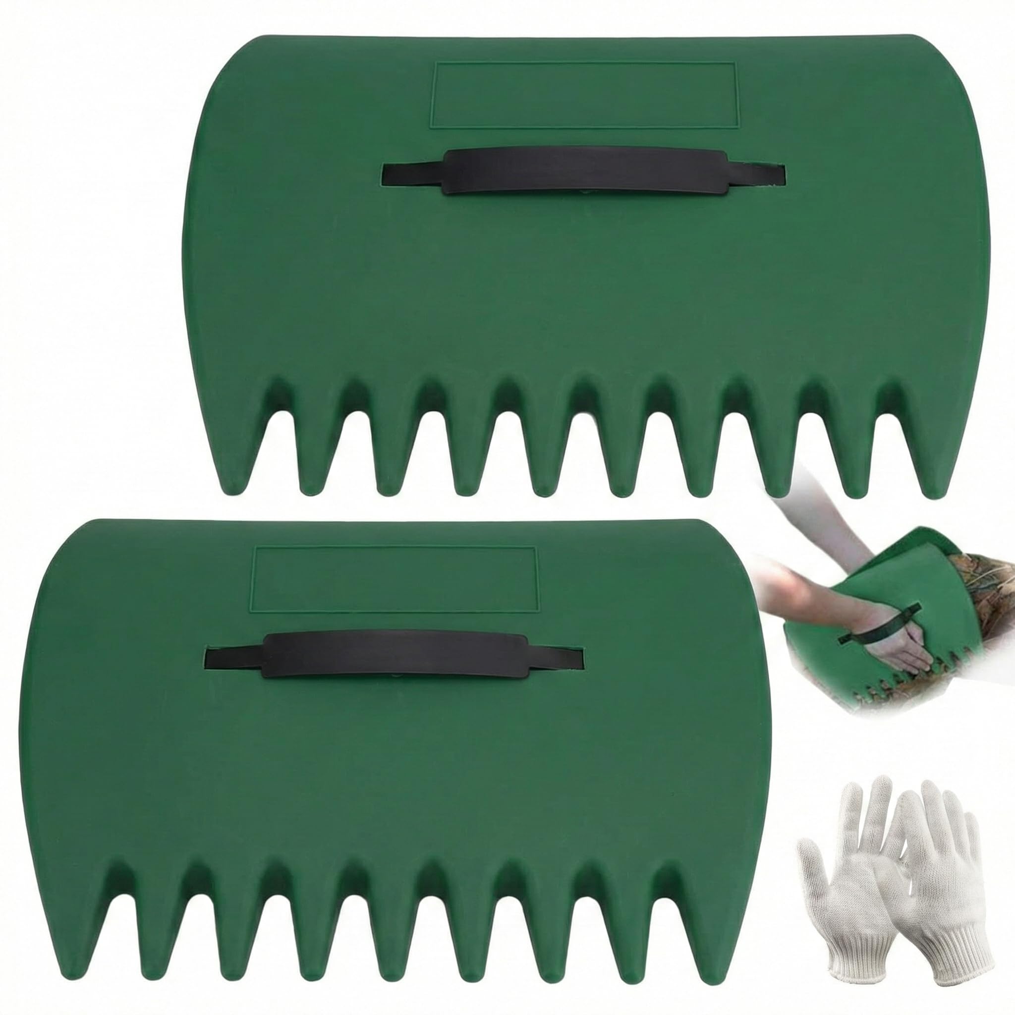 DAQUN 2 Pack Leaf Grabbers, Leaf Collector, Garden Scoop, Big Hands Garden Tool for Collecting Leaves, Multi-Purpose Yard Scoop and Debris Shovel