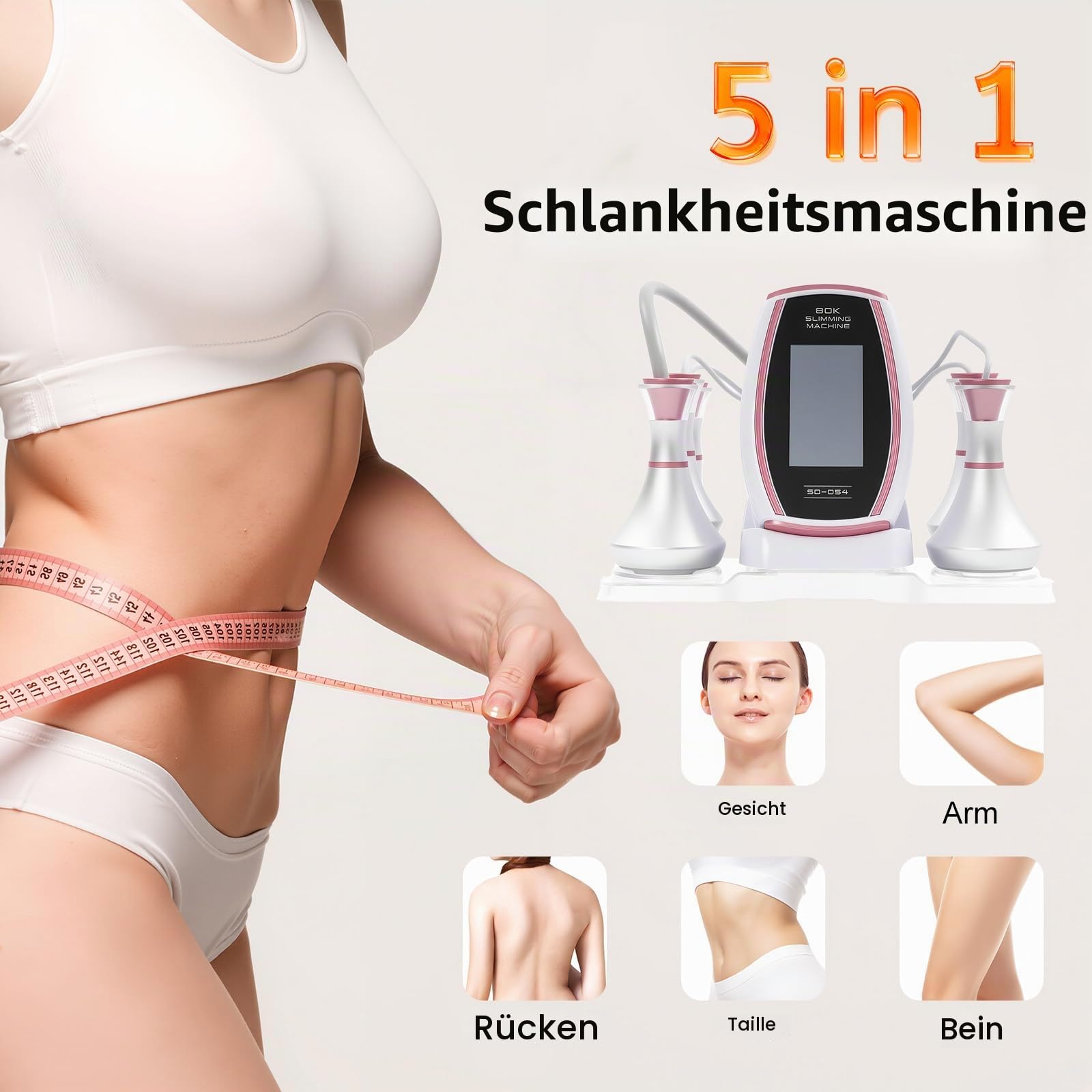 5 in 1 Abnehmen Maschine , 80K radiofrequenz Gerät Gesicht Ultraschall Körper Shaper Schönheit Maschine , Gesichtskosmetik Maschine Cellulite Gerät, Cellulite Massagegerät für Straffung & Modellierung