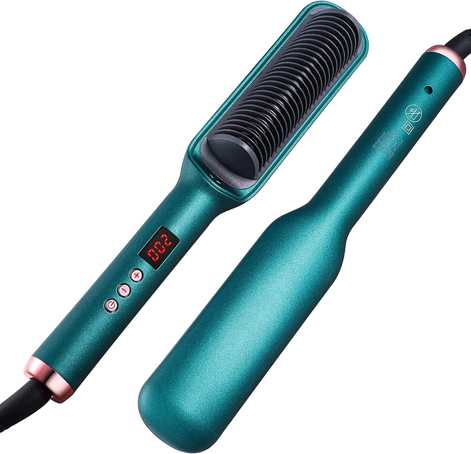 Professional Ceramic Hair Straightener Brush, LCD Display Electric Heated Hair Brush with 17 Temp Settings, Straightening & Curling Both Dry and Wet, 10S Fast Heating Straightening Comb, Anti-Scald