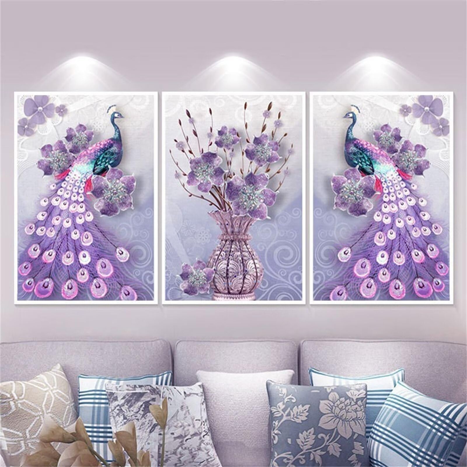 Diamond Painting Paon Violet 30x55cm avec kit complet broderie Noel