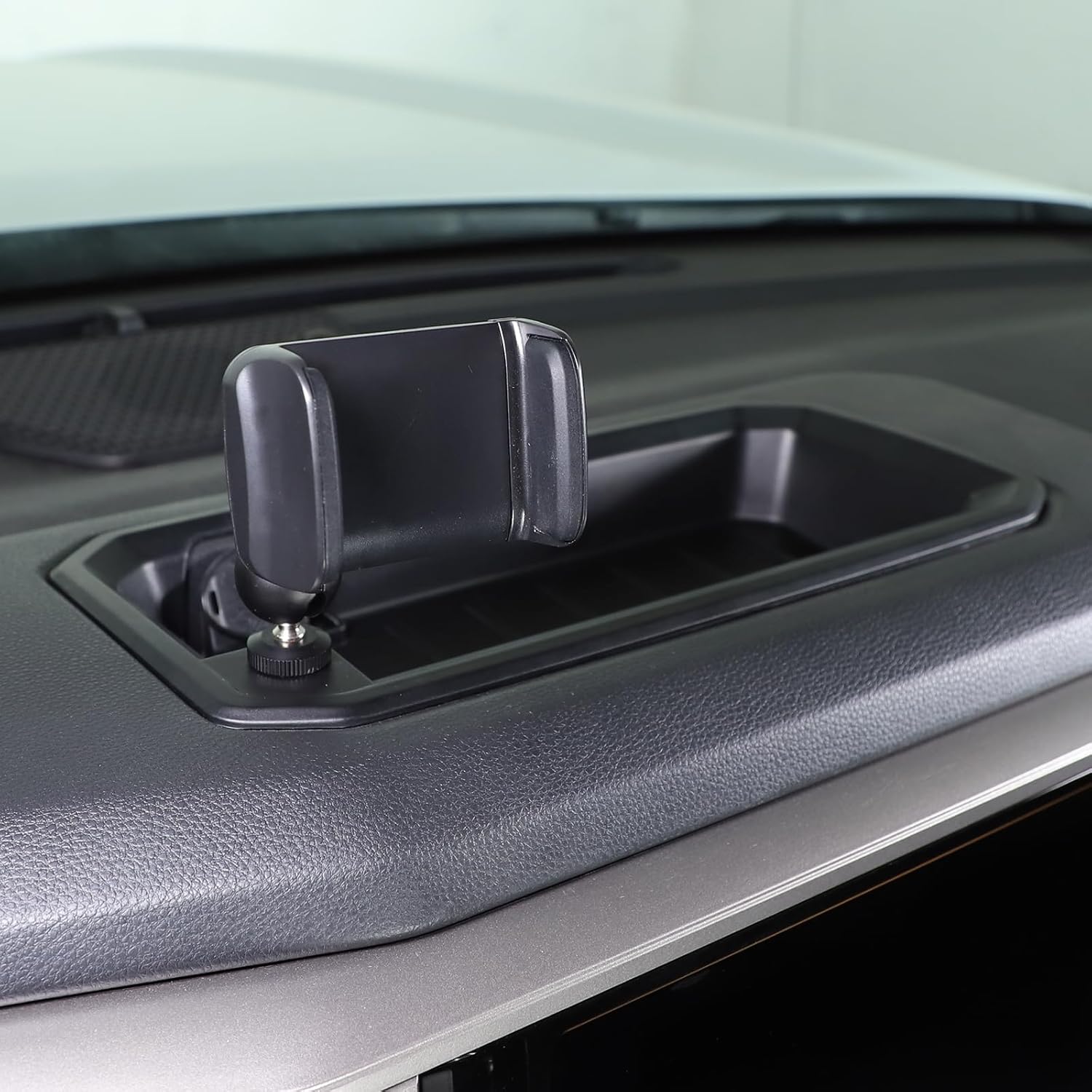 Fit for Toyota Tundra 2022 2023 2024+ Car Dash Center Console Table Storage Tray,Instrument Organizer ABS Black Materials Anti-Slip Backing Accessories (with A Style Mobile Phone Holder)