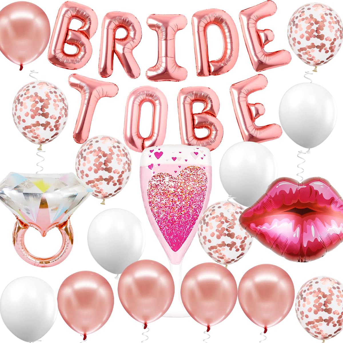 Décoration Ballons EVJF Or Rose - Kit Complet Pour Enterrement De Vie De Jeune Fille