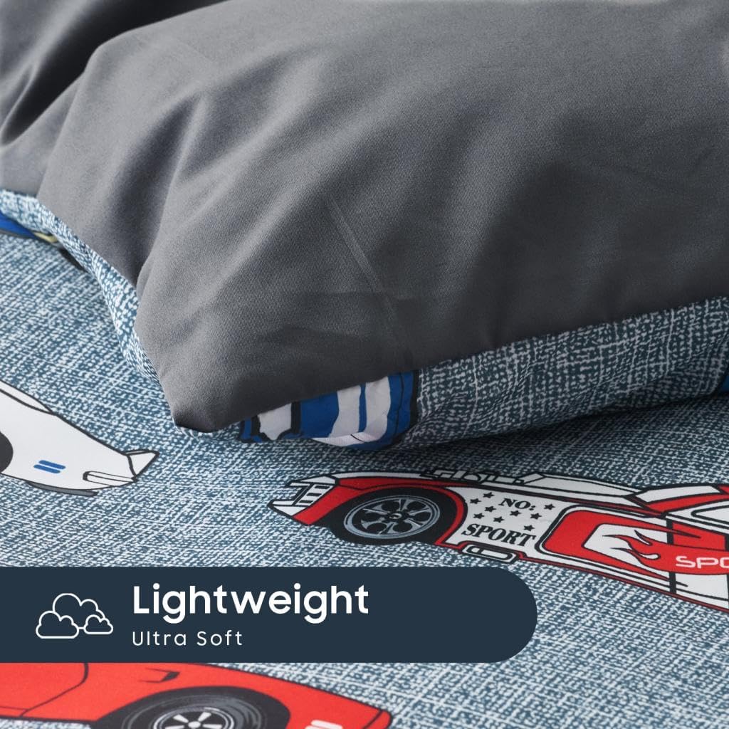 Wake In Cloud - Race Car Bedding Set for Boys, Cute Colorful Sports Car Supercar Wheels Comforter Set with Sheets, 5 Pieces Kids Bed in a Bag, Gray, Twin Size - Image 6