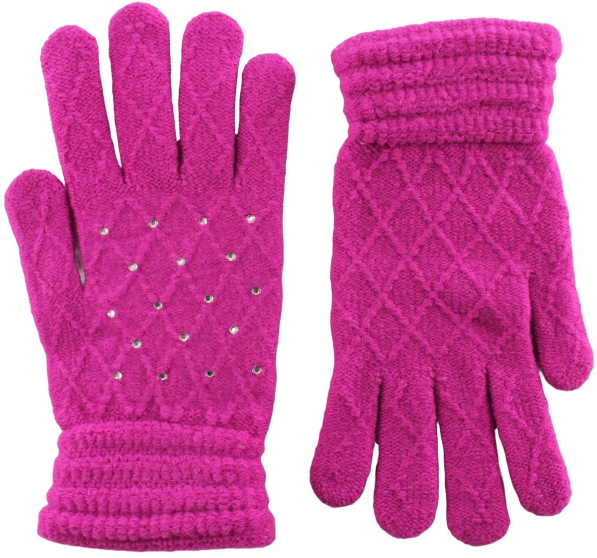 Foxbury Ladies Diamante Gloves in Pink, size: One Size