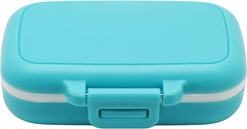 Small Pill Box Supplement Case for Pocket or Purse - 3 Removable Compartments Travel Medication Carry Case - Daily Vitamin Organizer Box (Blue)