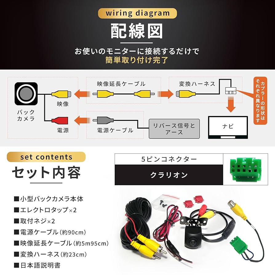 クラリオン バックカメラ ファイター スーパーグレート バックカメラ 防水 小型 車載カメラ ガイドライン 汎用カメラ