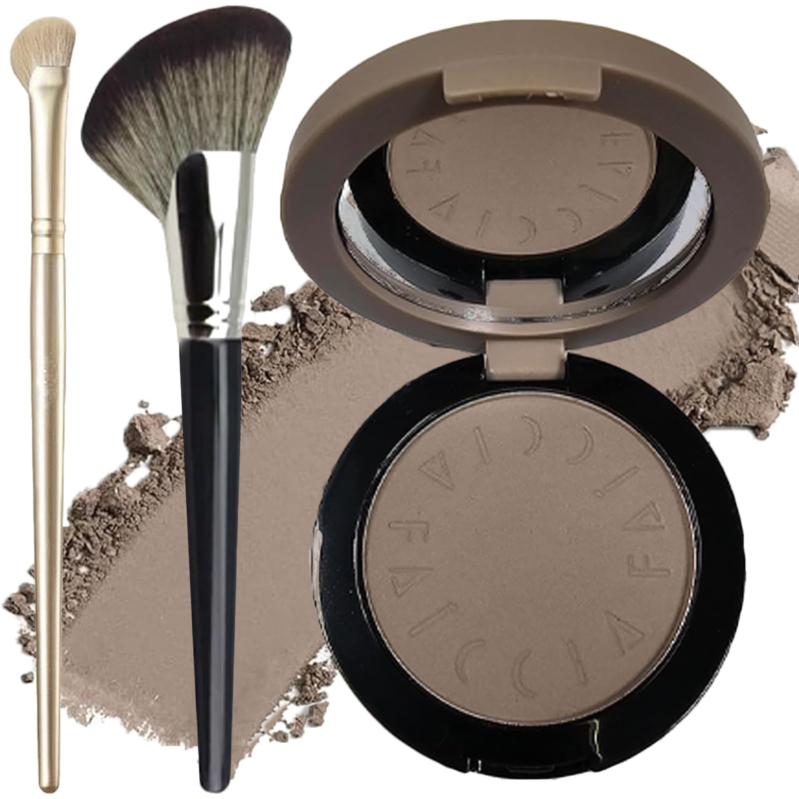 Paleta de contorno de tonos fríos con espejo, polvo de contorno gris topo para piel pálida y tonificada fría, polvo bronceador para contorno de nariz con cepillo de contorno de nariz y cara