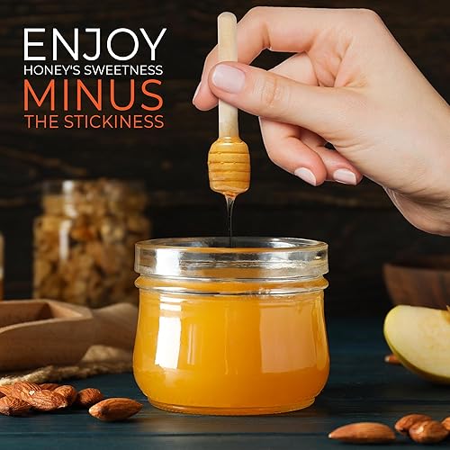 Miniatura 5 de 40 palitos de miel  Cazo de miel de madera  Mini palitos de panal de madera de 3 pulgadas, agitador de miel para tarro de miel, dispensar miel y