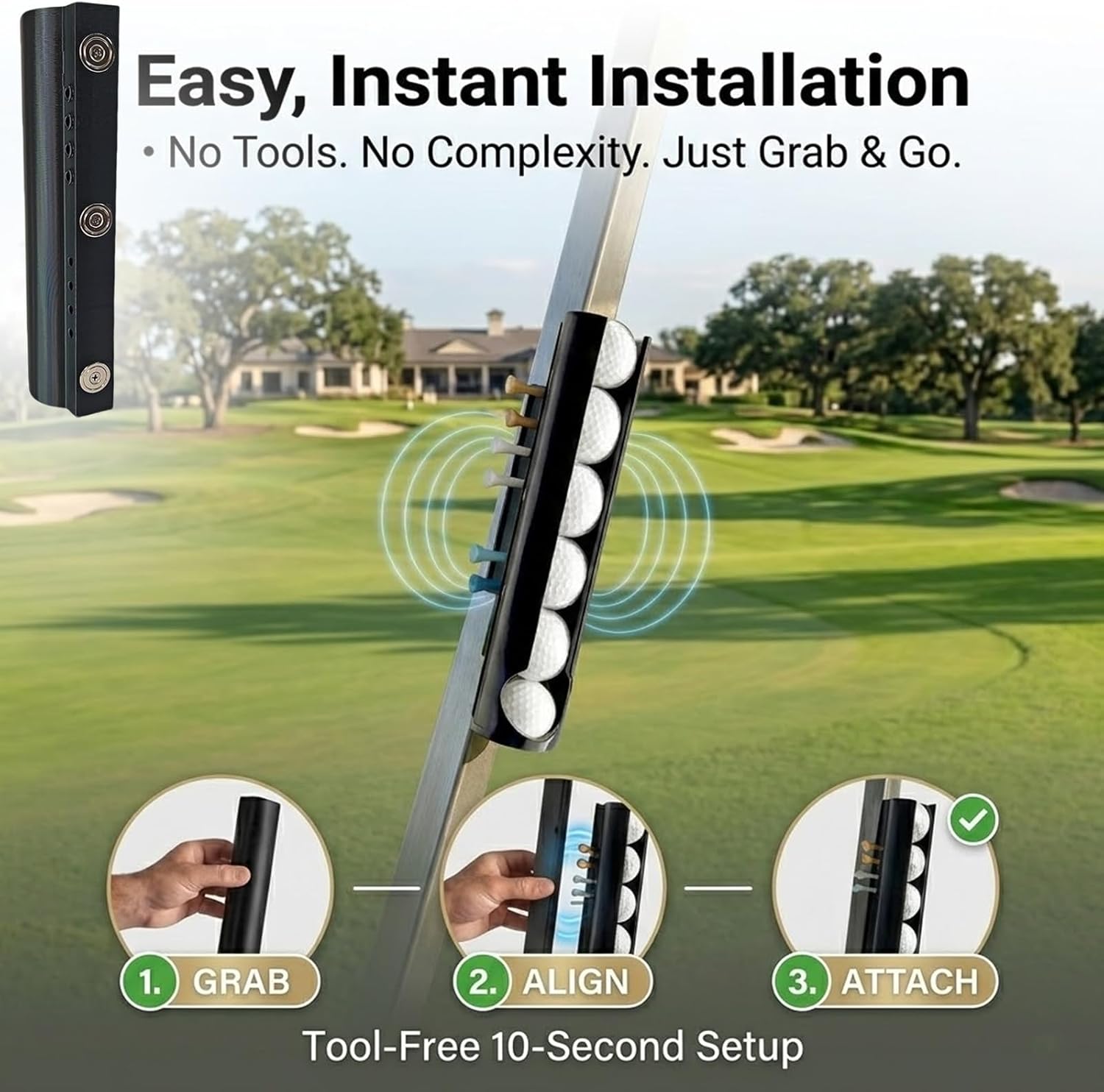 2 PACK Magnetic Golf Cart Ball Holder for Golf Cart Front Strut,3-in-1 Magnetic Golf Ball Holder and Dispense,Quick-Access Storage for Golf Balls,Tees,Heavy Duty Magnet Mount for Any Metal Surface