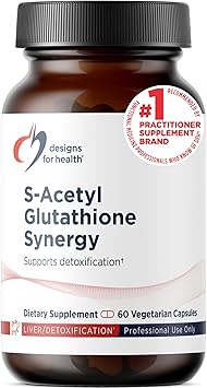 Designs for Health S-Acetyl Glutathione Synergy - 200mg S-A-GSH with NAC + Vitamin B6 - Non-GMO Antioxidant Supplement to Help Support Normal Detoxification (60 Capsules)