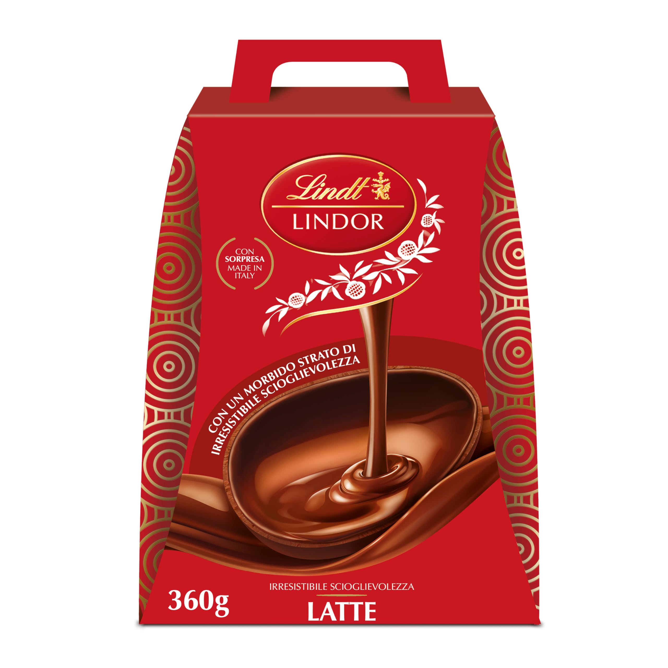 Lindt LINDOR Uova di Pasqua Cioccolato al Latte, Uovo al Cioccolato al Latte Doppio Strato con Sorpresa, 360g