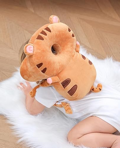Miniatura 5 de JunNeng Baby Walker - Mochila protectora de cabeza de 3 lados, almohadilla de seguridad para la cabeza de los niños, tigre marrón