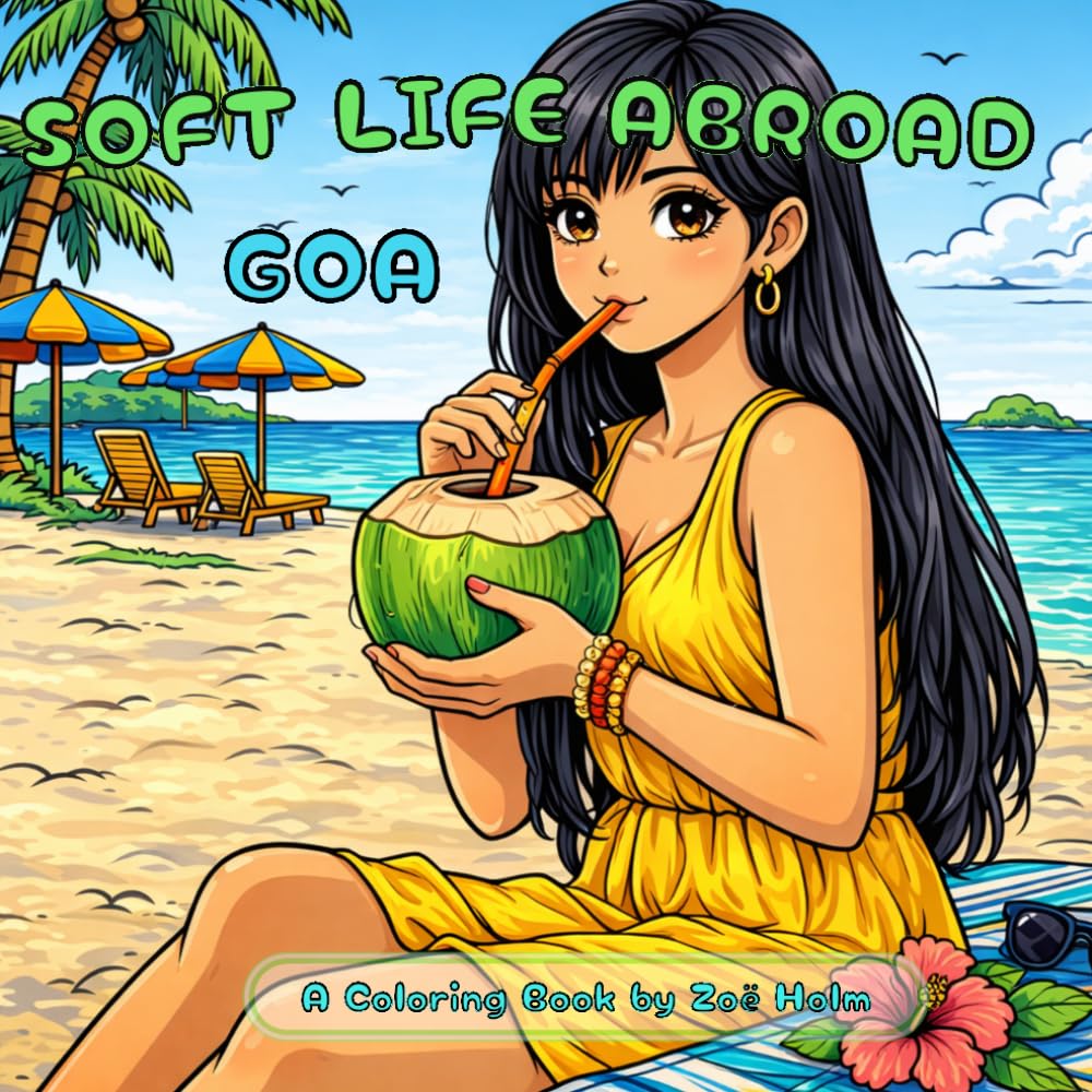 Soft Life Abroad: Goa: Calming Coloring Book for Adults | Tropical Beaches, Palm Trees & Slow Living Escape | 50 Coloring Pages | 8.5 x 8.5 inches