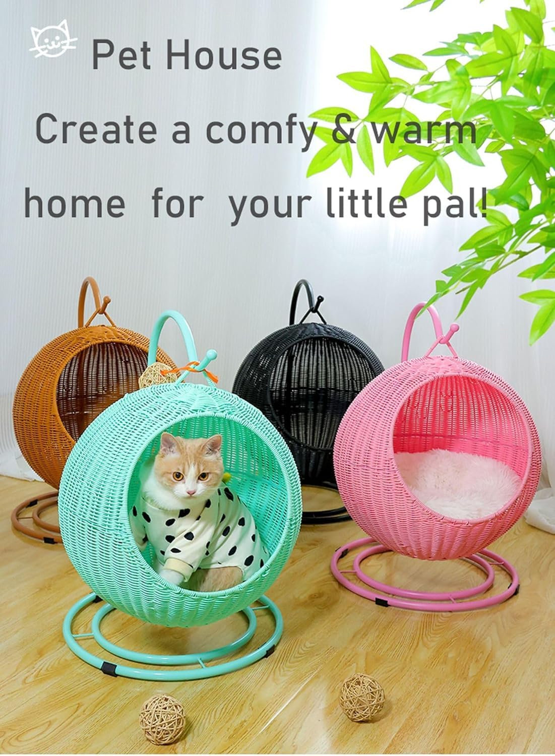 Amazon.co.jp: 猫のベッドハンギングスイング、ペットハンモック