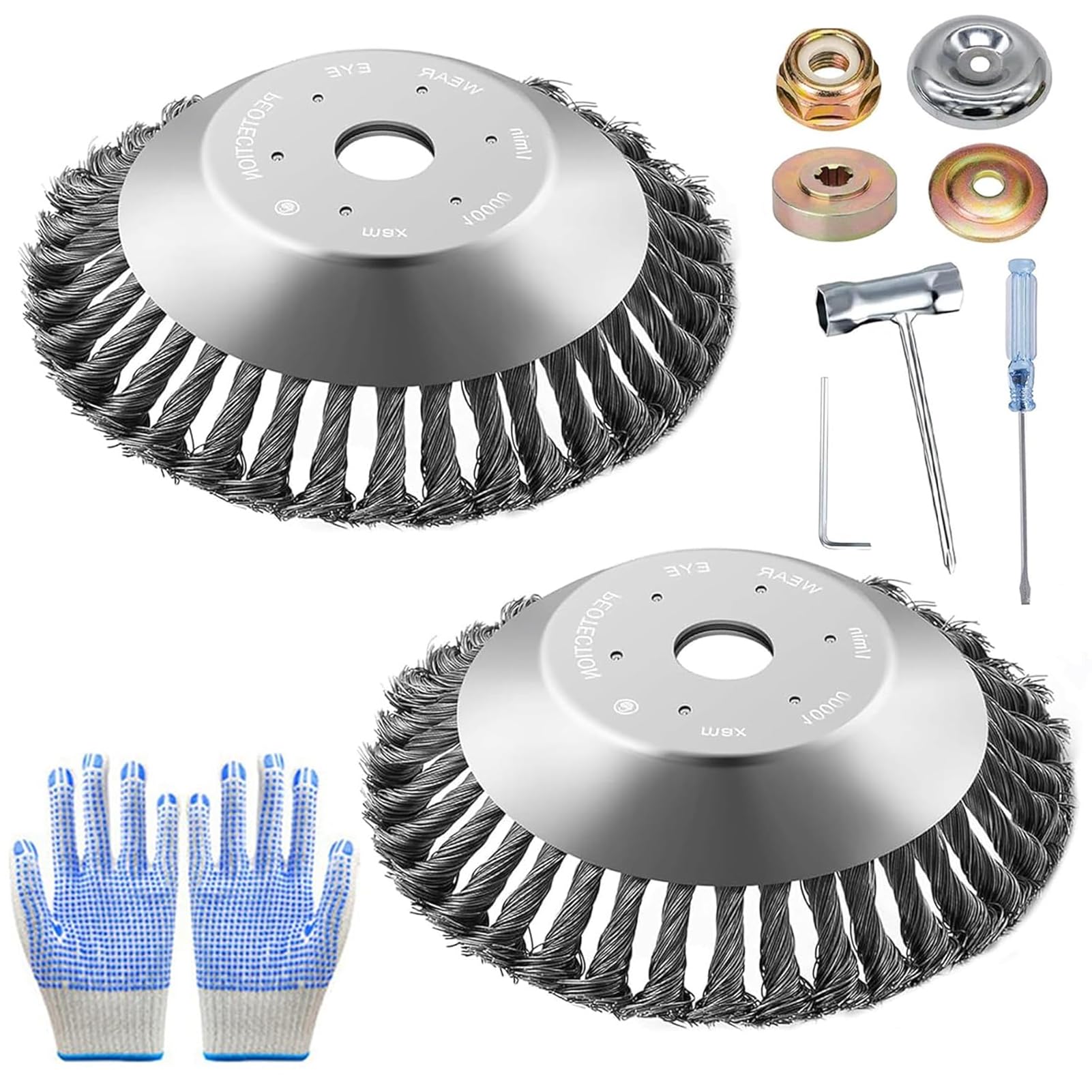 Cepillo para Desbrozadora 6 Pulgadas (2 Unidades) - Alambre y Malas Hierbas con Adaptador 25,4 mm