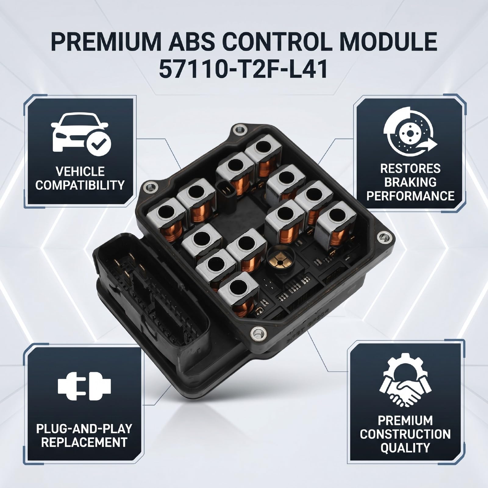 Tbest Módulo de Control ABS Unidad de Freno 57110 T2F L41 con Reemplazo Directo, for Sistemas de Frenado de Vehículos