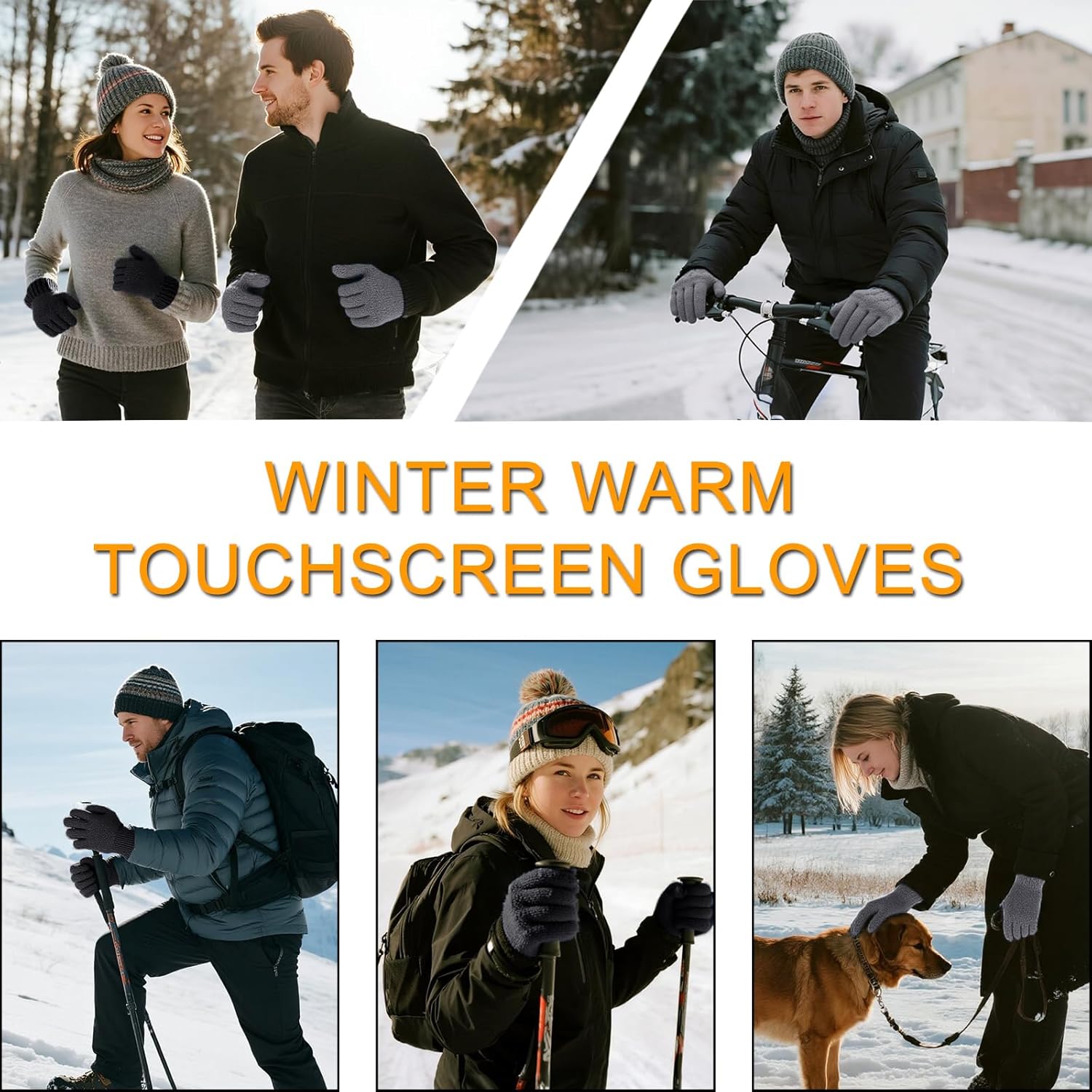 Winter Gloves for Men Women Cold Weather Thermal Wool Warm Fleece Touchscreen Driving Running Hiking Knit Gloves - Image 6