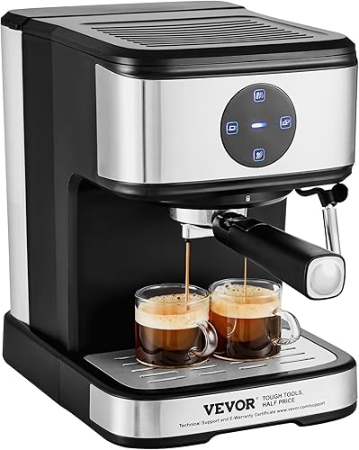 VEVOR Máquina de café expreso, cafetera y espresso de 15 bar con espumador de leche, máquina de café con leche de capuchino semiautomática