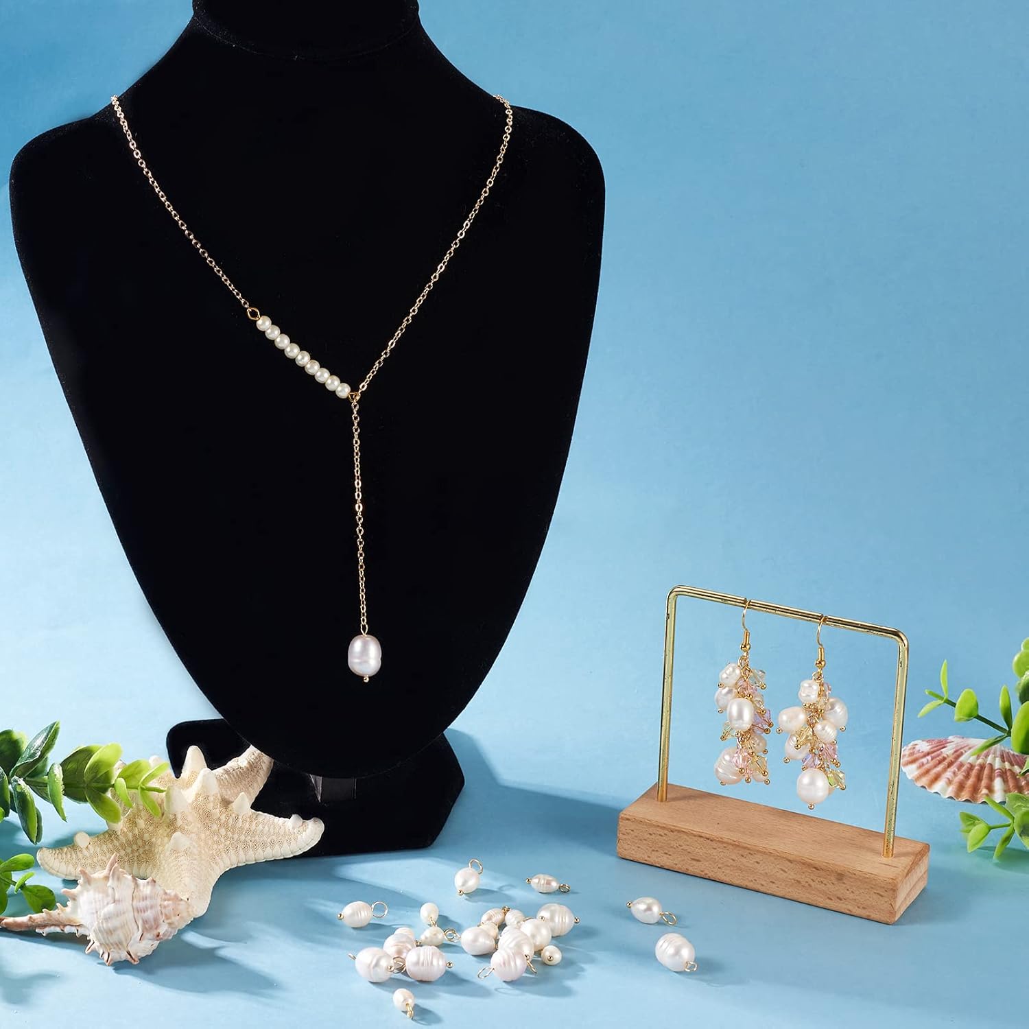 Cheriswelry 60Pcs 13-17mm Natural Freshwater Cultured Pearl Pendants White Rice Oval Pearl Charms with Brass Loop 3 Styles for DIY Necklaces Bracelets Earrings Jewelry Making - Image 4