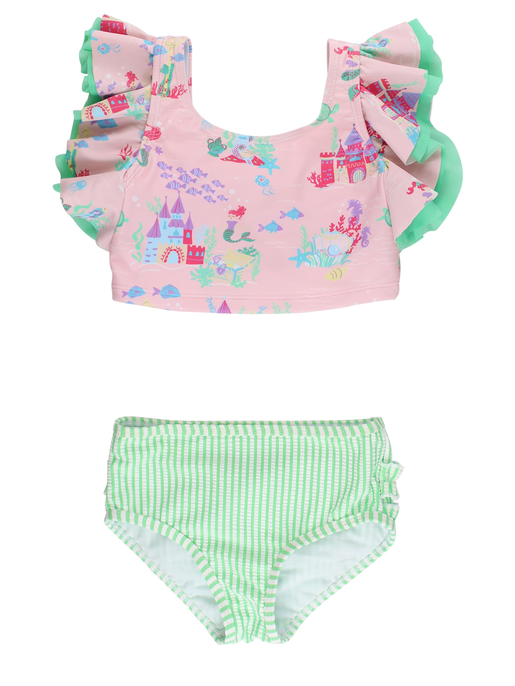 RuffleButts Baby/Toddler Girls Waterfall Tankinis - 2 Piece Swimsuit UPF50+