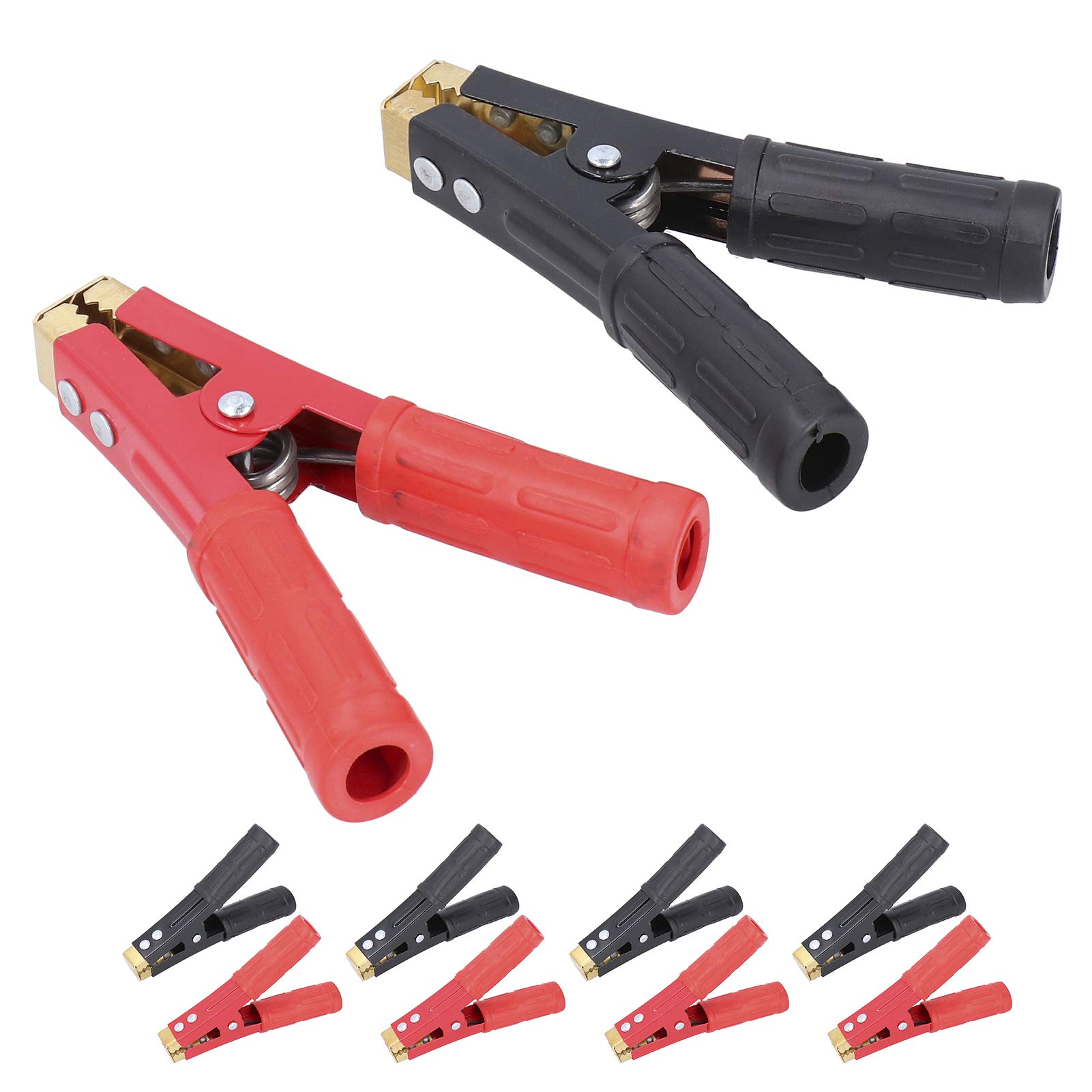 5 Paia Morsetti a Coccodrillo Isolati per Cavi Batteria – Kit Tester Elettrico 1000A – Molla in Rame Resistente, Ampia Apertura per Circuiti Elettrici Auto