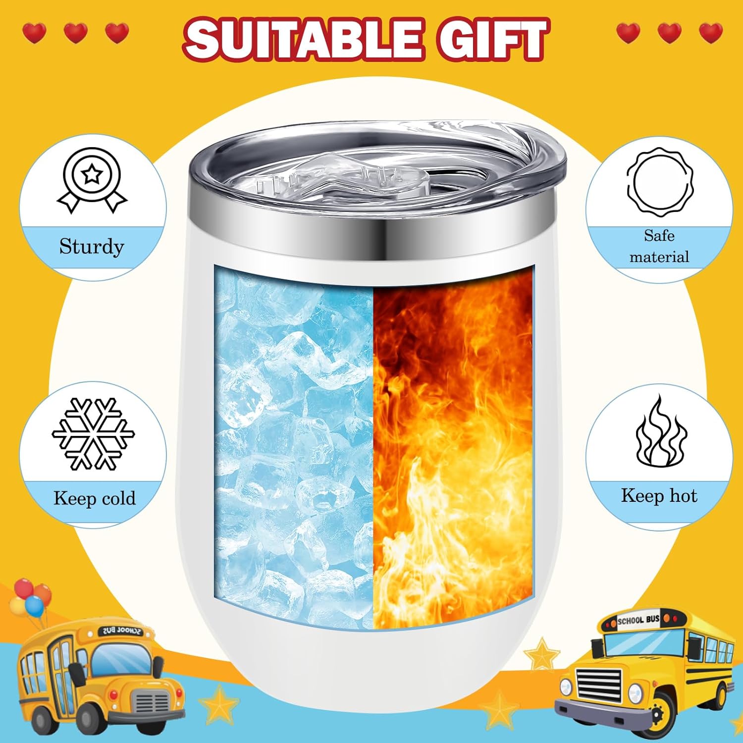 Layhit 6 Pcs School Bus Driver Appreciation Gift Cups Bulk Graduation Gifts for Bus Driver Tumblers 12 oz Stainless Steel with Lids and Straw Back to School Drivers Appreciation Gifts - Image 3