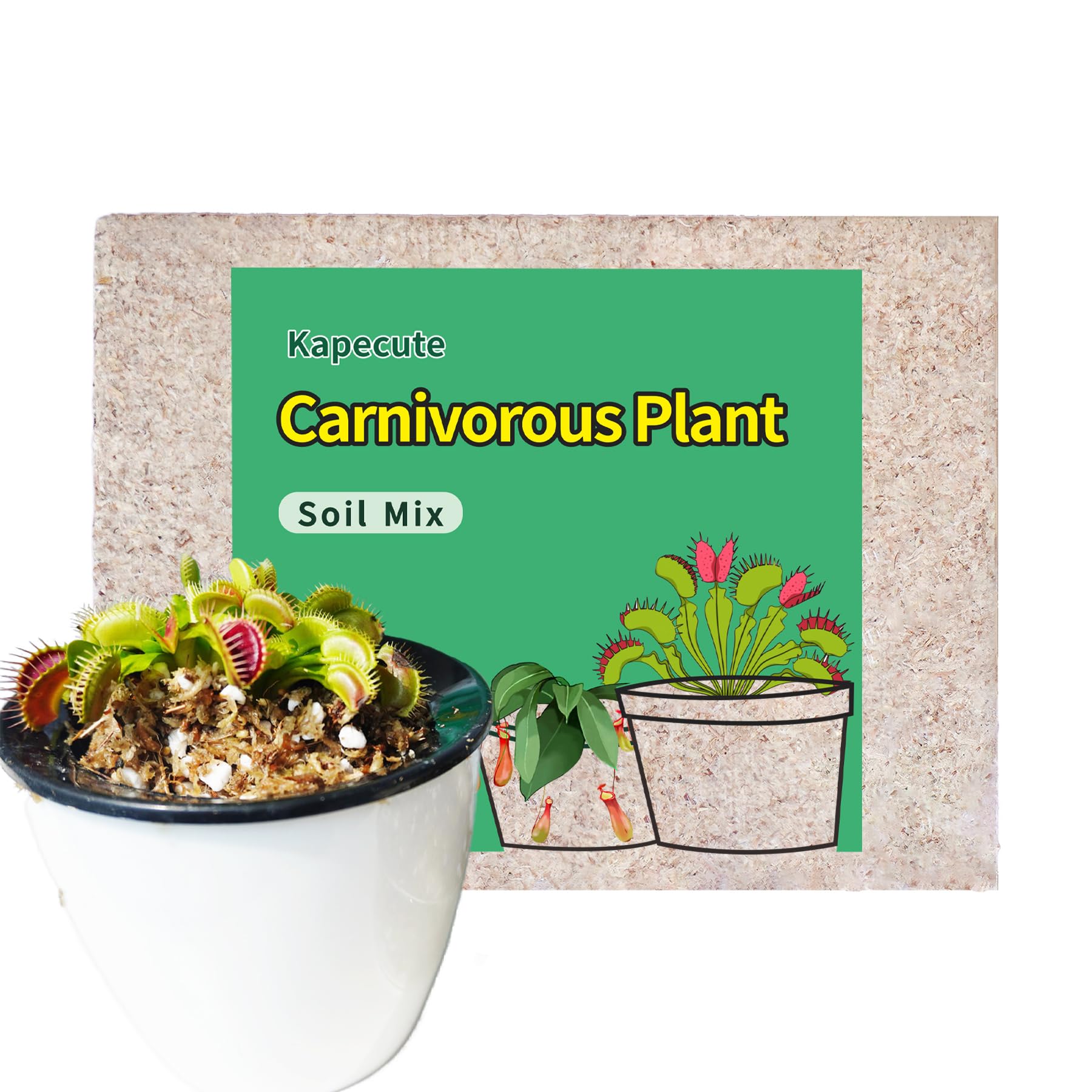 Carnivorous Plant Soil Mix 3 Qts, Include Perlite and Sphagnum Moss Debris, Great Potting Soil for Venus Fly Traps, Pitcher Plants, Sundews