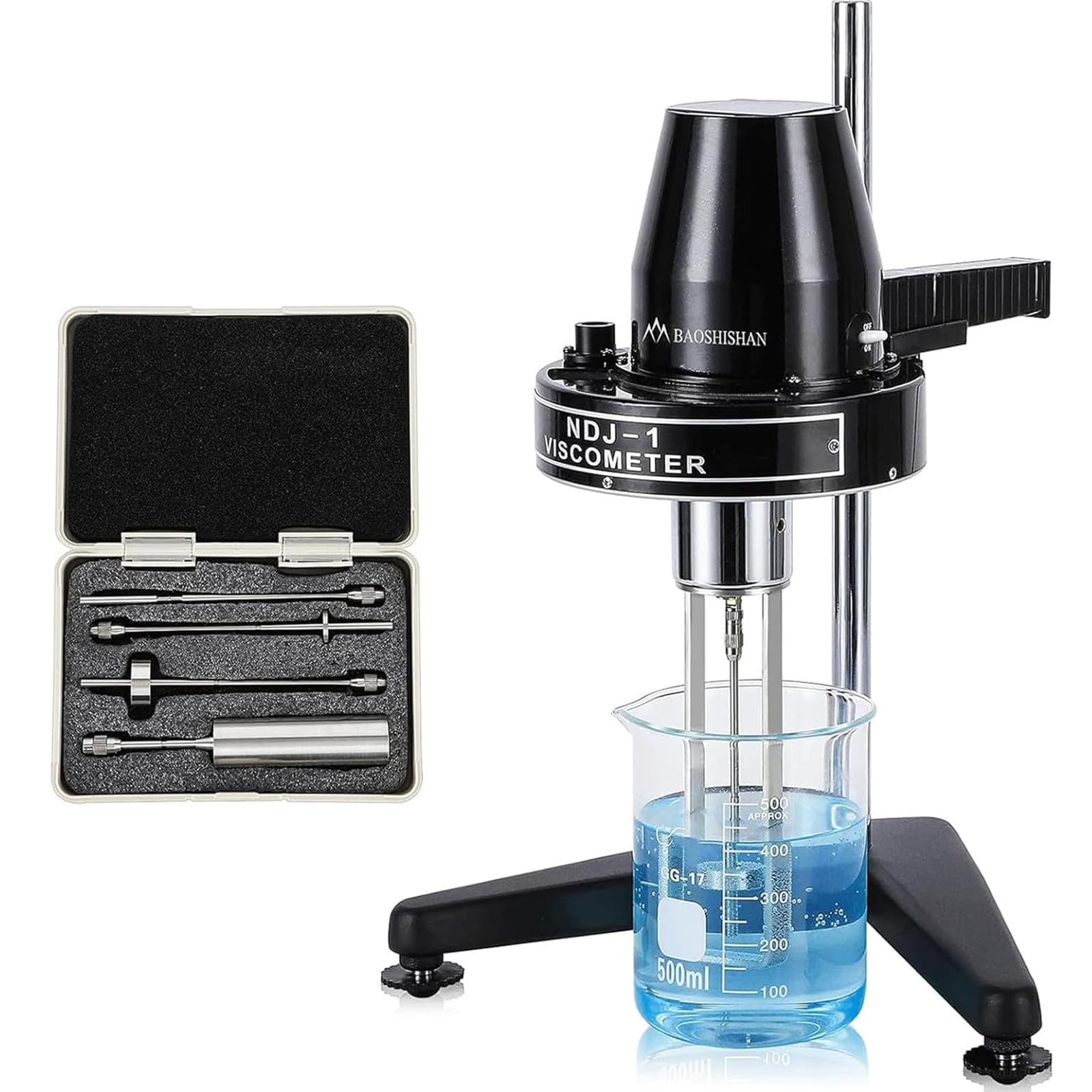 Viscosímetro Rotatorio Digital,Viscosímetro Rotacional De Laboratorio De Precisión ±5% con 4 Rotores,Viscosímetro Líquido De 10-100,000 Mpa.S para Adhesivos De Pintura,Grasa Cosmética