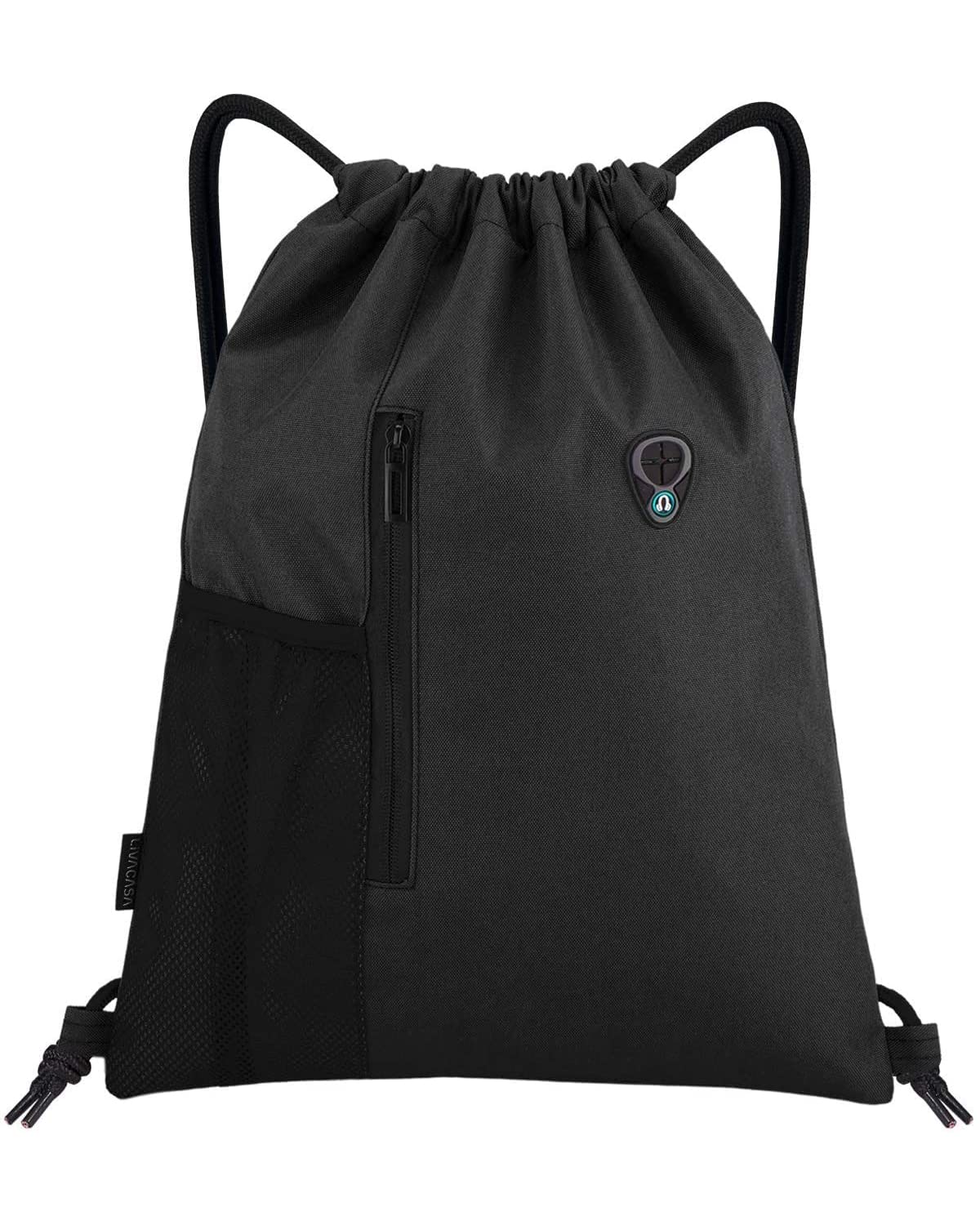 LIVACASA Mochilas de Cuerdas Mujer Hombre Toma USB para Auriculares con Bolsillos Mallas para Botellas Tela Oxford Bolsa de Cuerdas Mochilas Impermeables para Yoga Gimnasio Deportes