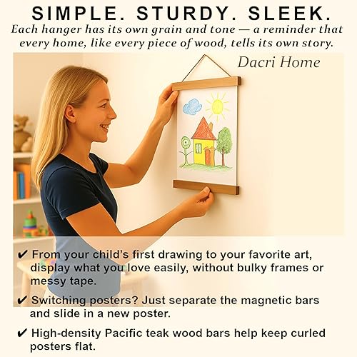 Miniatura 2 de Dacri Home - Colgador magnético para marcos de pósteres. Marco de madera fácil de colgar. Amplia compatibilidad con pasadores de madera para colgar
