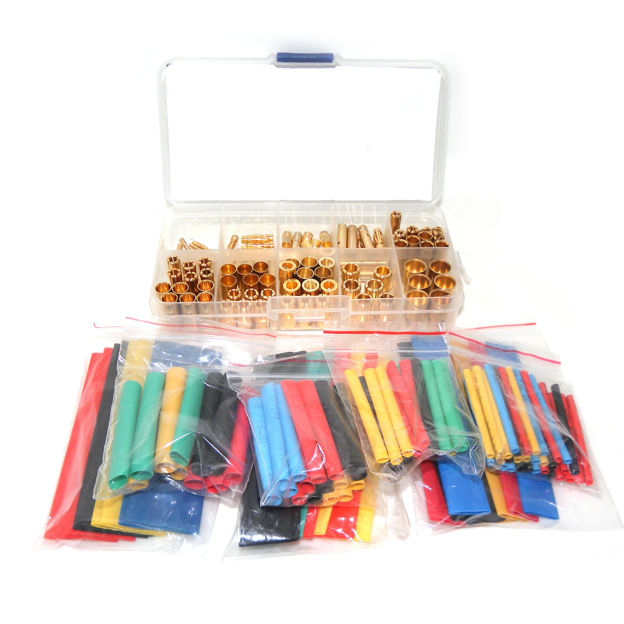 Lot de 108 fiches banane plaquées or 2, 3, 4, 5, 5,5, 6, 6,5, 8 mm