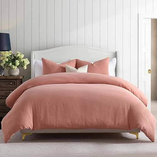 Vista 35 de PERHOM Funda de edredón azul Queen – Funda de edredón de damasco de cachemira tamaño Queen, juego de funda de edredón de 3 piezas, 100% algodón