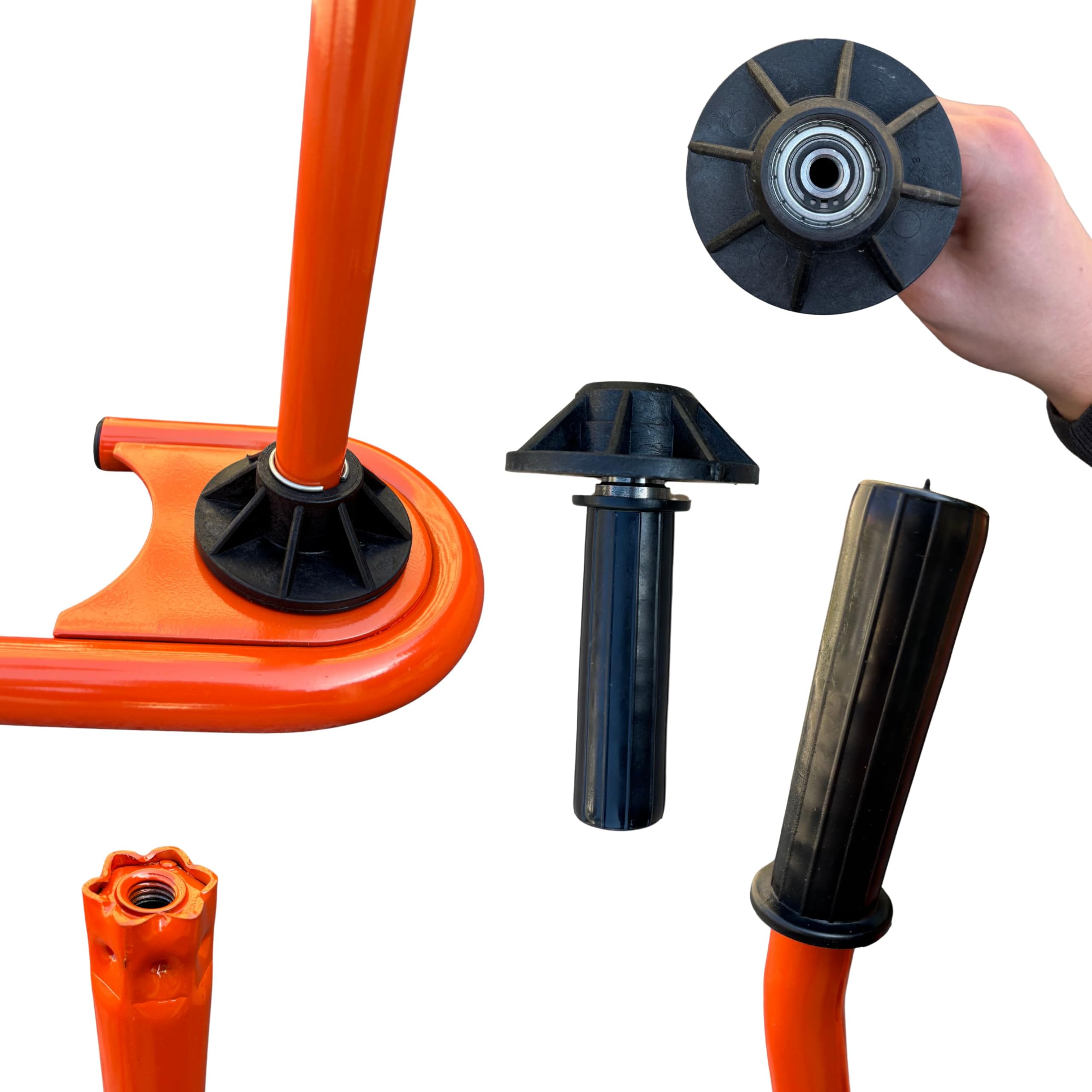 Profi Stretchfolien-Abroller Set, Orange, mit 6 Rollen Stretchfolie 23 µm, 50 cm Breite, Blau