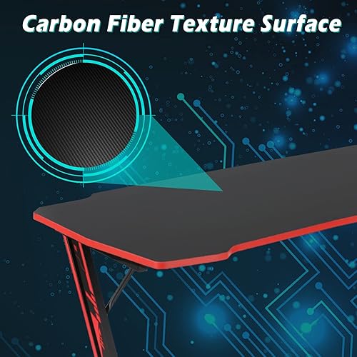 Miniatura 14 de Dkelincs Escritorio para juegos de 47 pulgadas en forma de Z, mesa de computadora para computadora, escritorio de oficina en casa, estación de