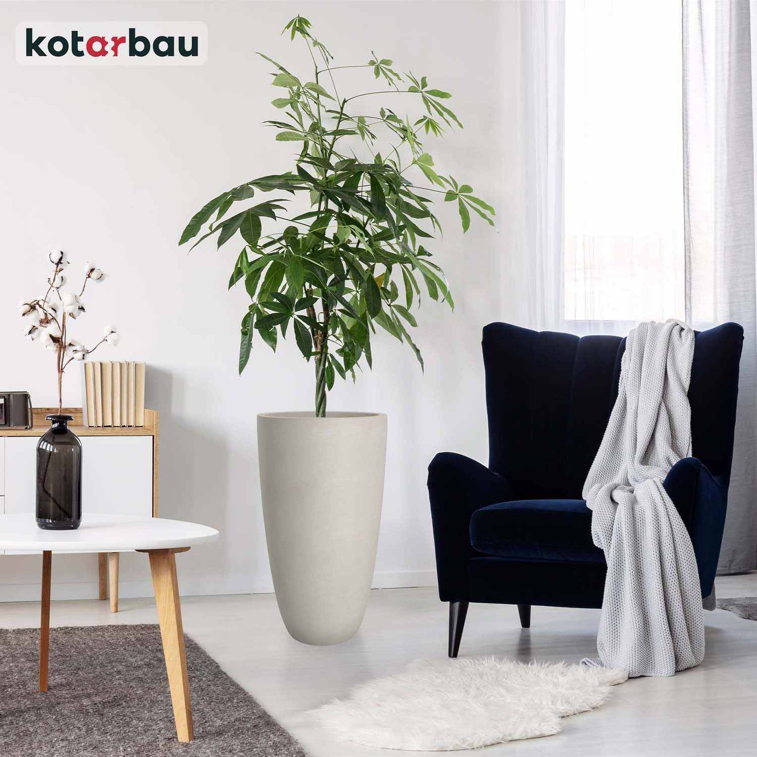 KOTARBAU® Doniczka Wysoka z Włókna Ceramicznego ⌀ 42, Donica Duża do Salonu