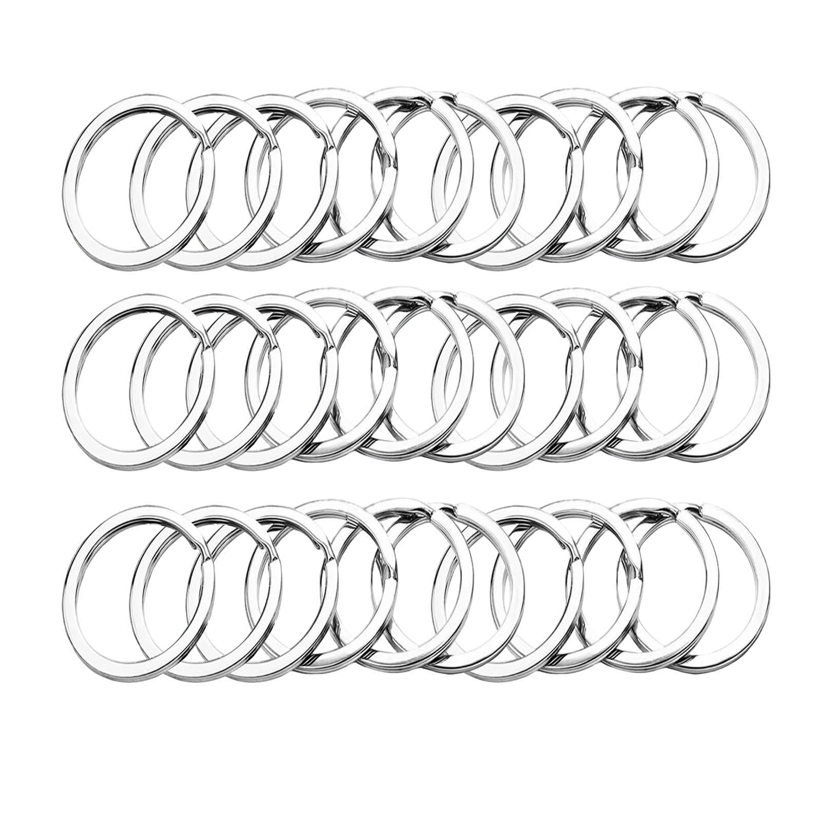 30pcs Key Rings Assortment,Flat Key Ring 30mm Dia, Metal Split Rings Stainless Steel Heavy Duty Keys Ring Hoop for Keys Organization,for Keychain Dog Pet Collar Tag DIY Craft CarKey