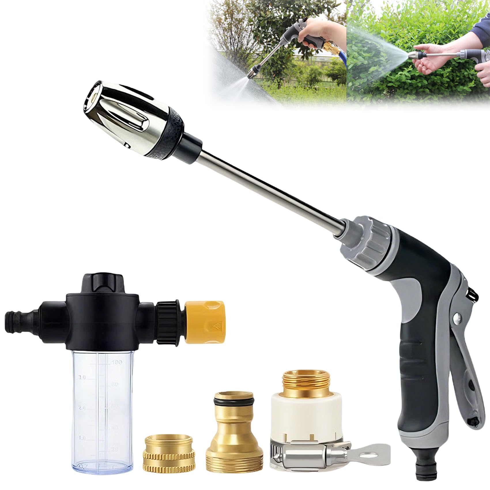 Aquoxis Pressure Washer - 15x High-Pressure Cordless Jet Cleaner from a Bucket, Adjustable Nozzle Cleaning Sprayer for Patio, Car, Driveway, Deck & Outdoor Surfaces (B)
