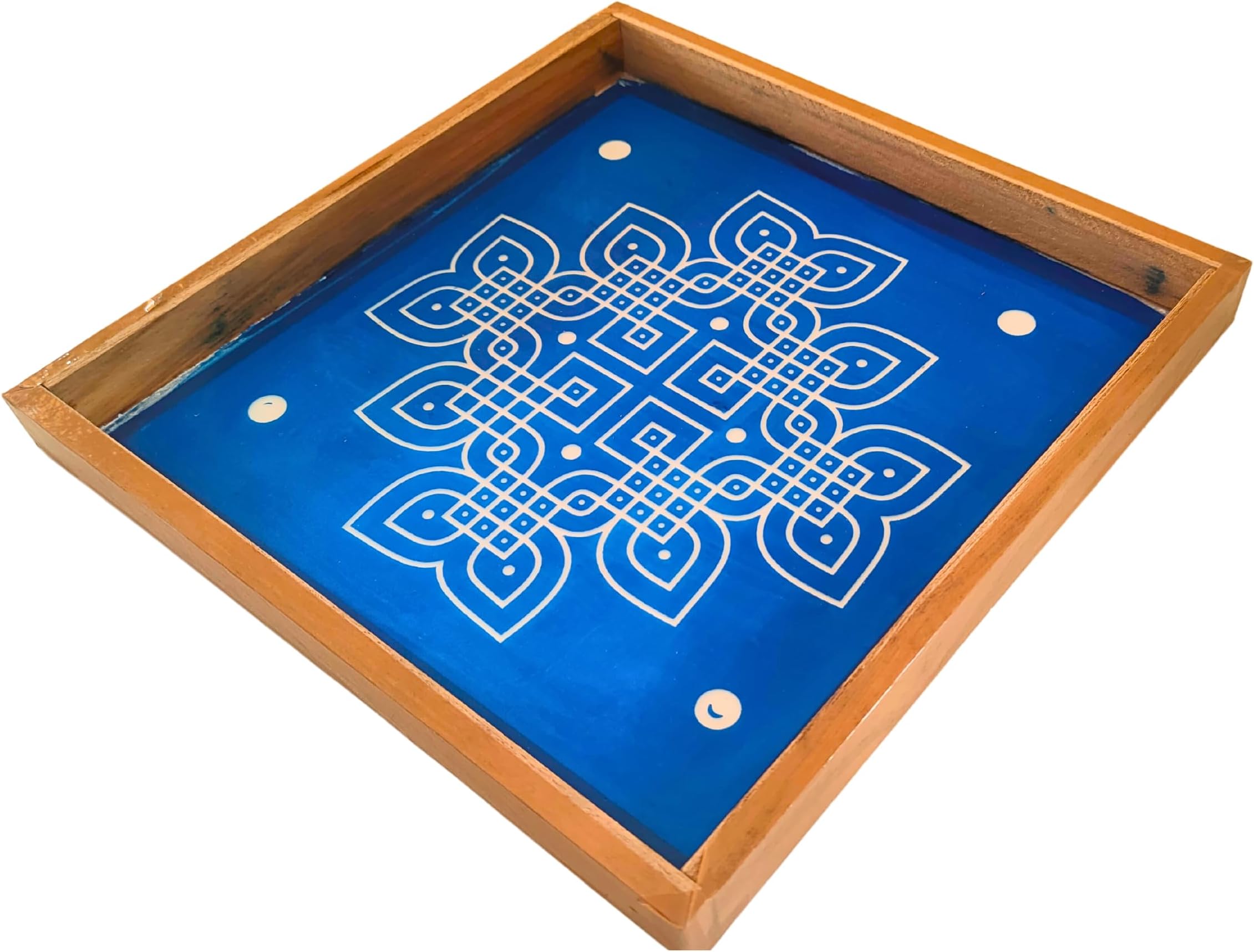 Anciently Padi Kolam Rangoli Stencil Wooden, Rangoli Sacha Wooden, 1 Piece (10x10 Inches)