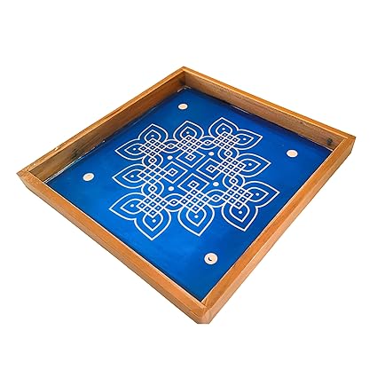 Anciently Padi Kolam Rangoli Stencil Wooden, Rangoli Sacha Wooden, 1 Piece (10x10 Inches)