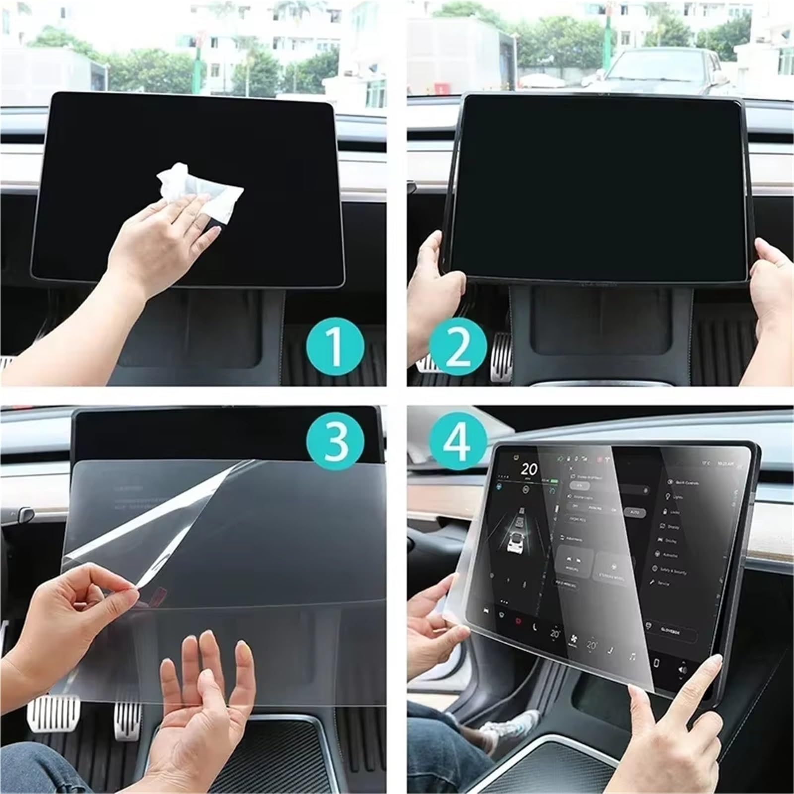 Protector de Pantalla de navegación para Coche Tesla Model 3 Model Y, película de Vidrio Templado para Control Central, 2 Piezas con Protector.