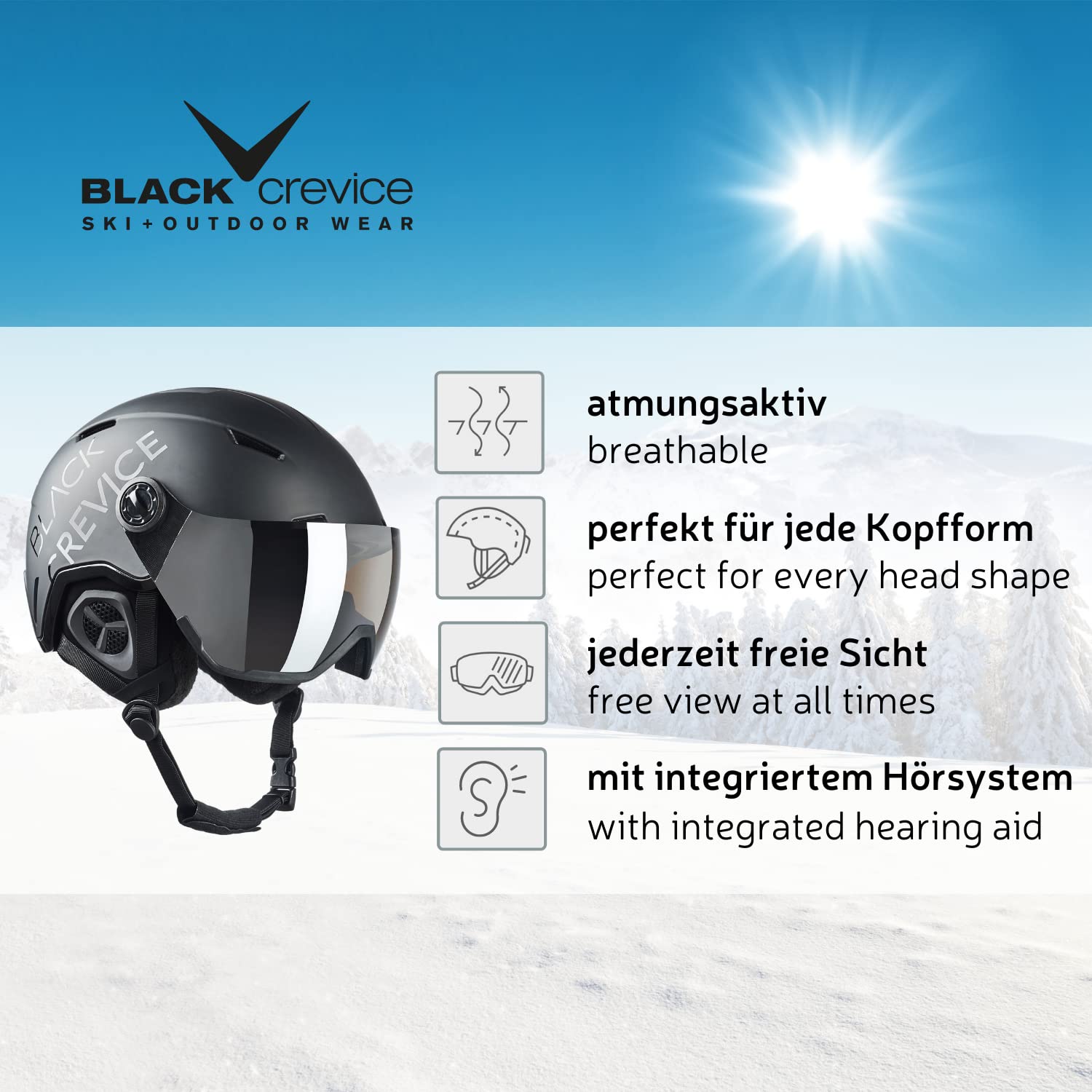 BLACK CREVICE Skihelm Casco de esquí Vail I Casco de esquí de diseño Deportivo para Hombre y Mujer I Casco de esquí de policarbonato Transpirable I Talla Ajustable