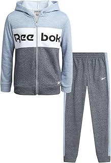 Warm 2-Piece Boys Athletic Fleece Sweatpants Set: Zip Hoodie & Joggers