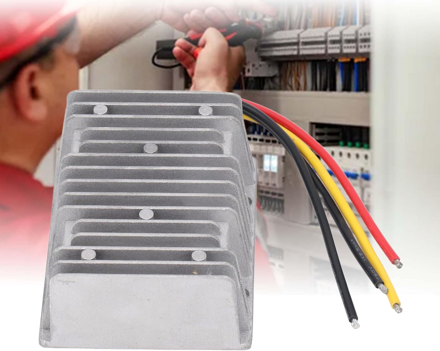 560W DC DC Non Isolated Voltage Regulator, 24V 18-36V to 28V 20A Voltage Converter, IP67 Rated for Vehicle Lighting Systems with Aluminum Heat Sink Housing