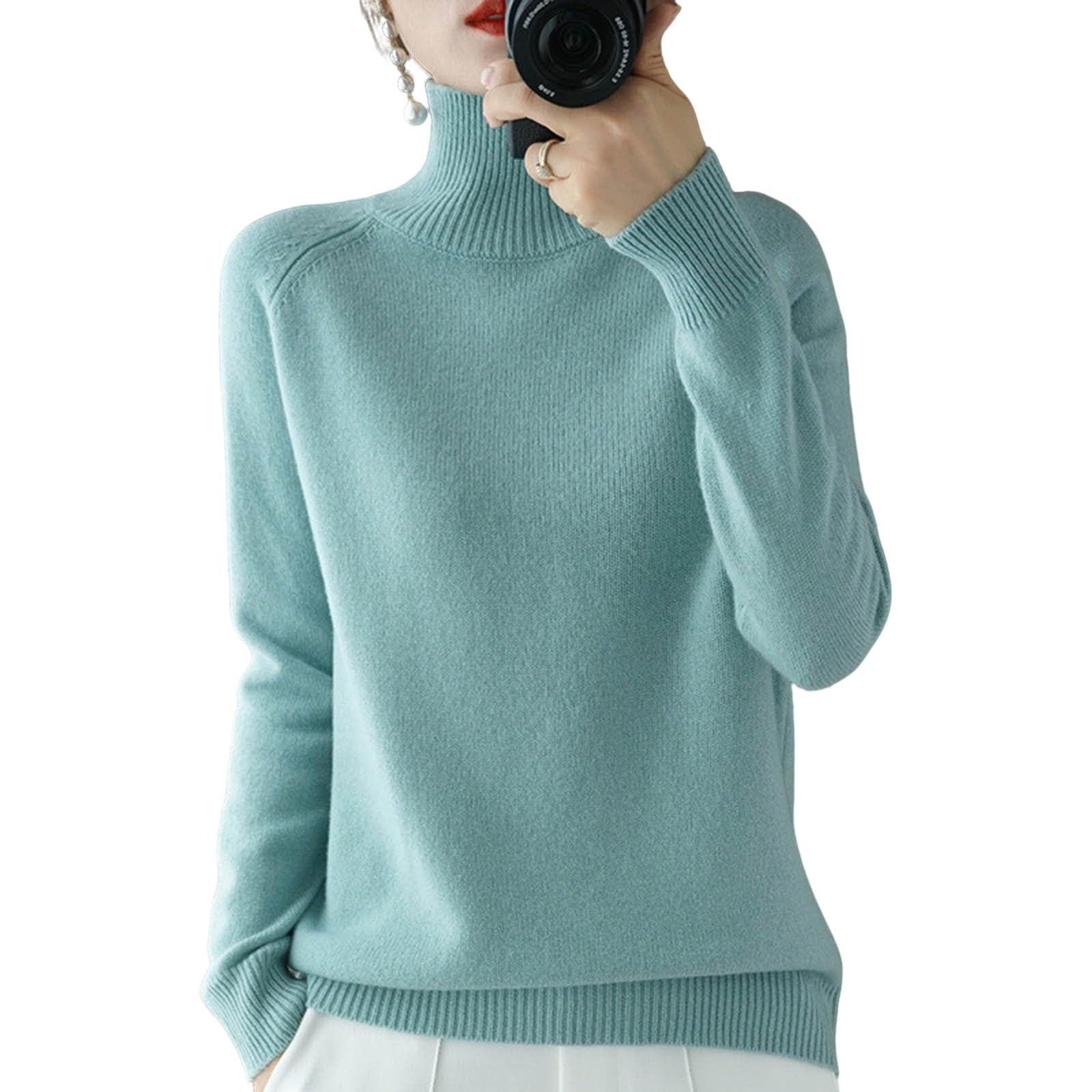 Womens Warm Turtleneck Cashmere Sweater Fall Winter Long Sleeve Layering Shirts Cozy Basic Knit Jumper Thermal Tops