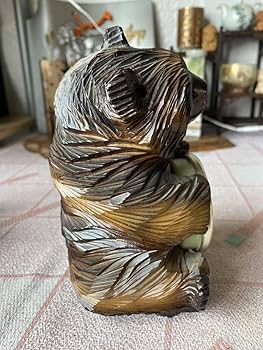 Amazon.co.jp: 昔の木彫り 熊 温度計座り熊 北海道 クマ レトロ