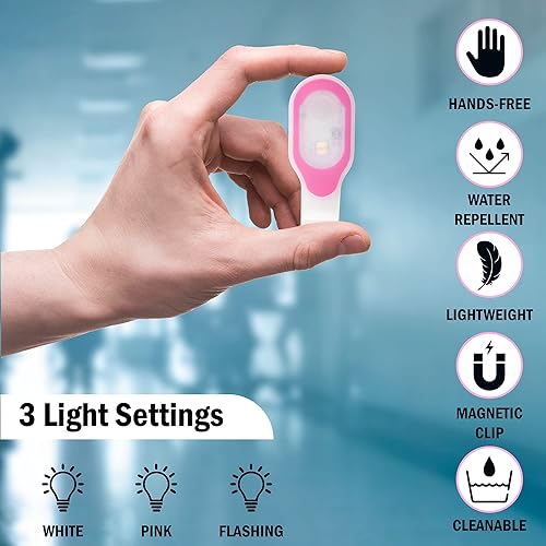 Miniatura 4 de First Lifesaver Linterna LED con clip, luz nocturna de lactancia, manos libres, fuerte agarre magnético para turno de noche (rosa RC)