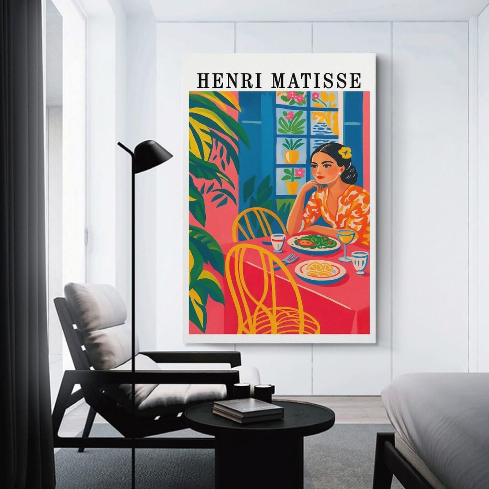Junmoney Henri Matisse Inspired Dining Scene Room Decor Wall Art 12x18inch(30x45cm), for Bedroom Walls, Guest Spaces Or Lounges, An Easy Wall Refresh for Bedrooms
