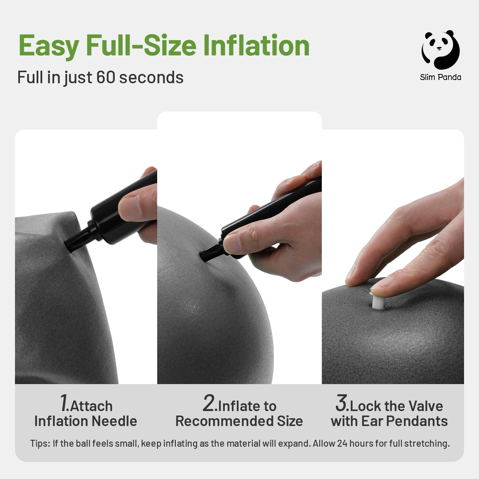 Slim Panda Palla Pilates Piccola,23-25cm Anti Scoppio Antiscivolo Palla Ginnastica con Cannuccia Gonfiabile,Soft PVC Palla daYoga per Fitness