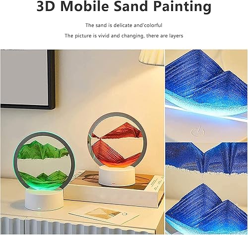 Miniatura 4 de WLWMCFXPWH Lámpara de mesa de pintura de arena USB luz nocturna paisaje dinámico natural 3D arte creativo arena regalos decorativos para el hogar