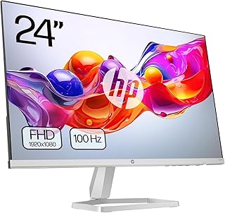 HP 524sf- Monitor FHD de 23,8" (1920x1080, IPS, 100 Hz, 5 ms, 99% sRGB, 300 Nits, contraste de 1500:1), preto com suporte prateado